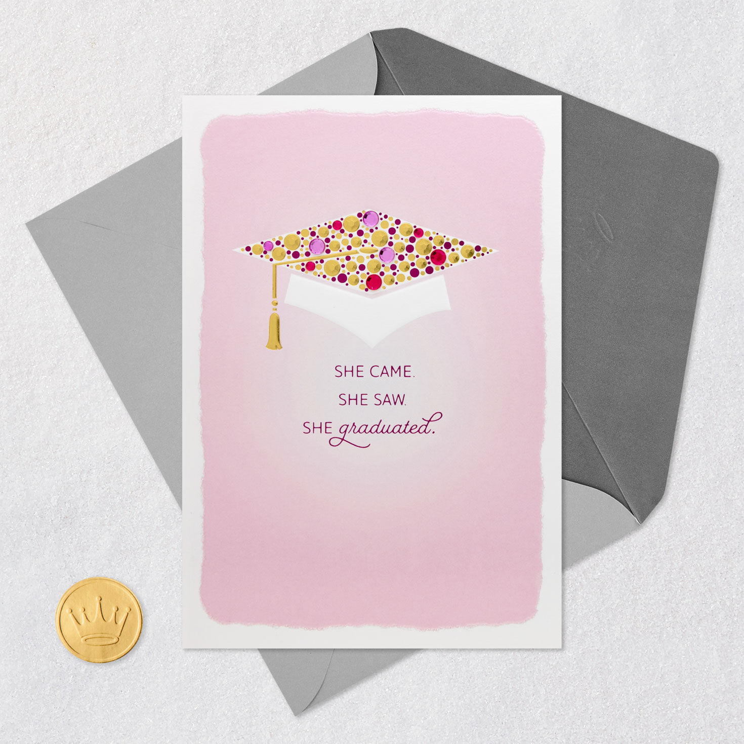 Sparkly Grad Cap High School Graduation Card for Her Card Front with Envelope and Gold Seal image number 5