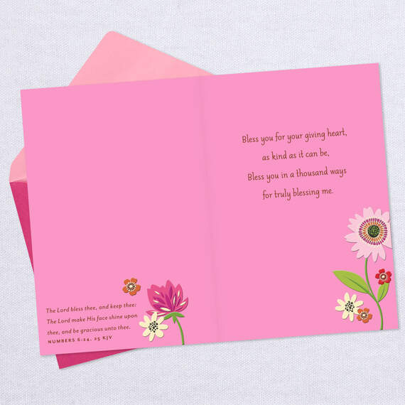 Bright Flowers Bless You Religious Thank-You Card, , large image number 3