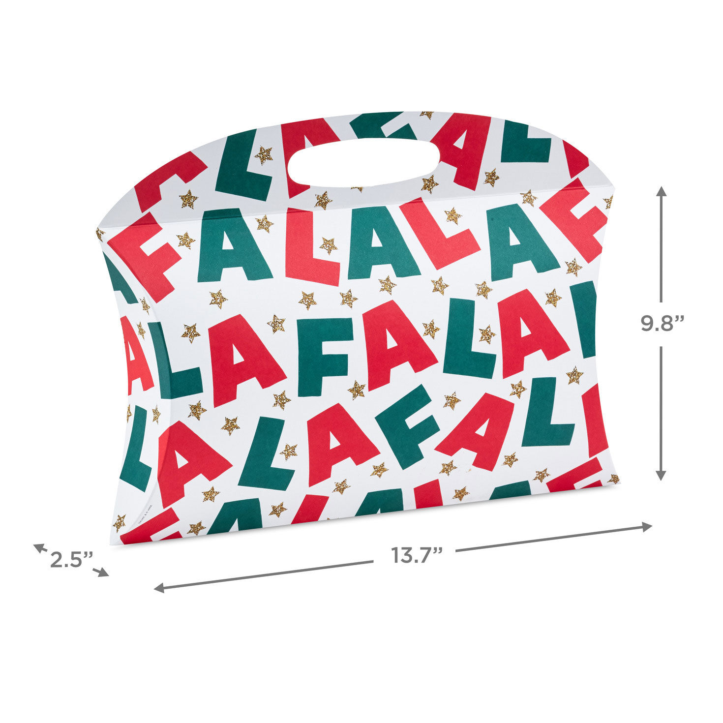 Fa La La Lettering Large Christmas Pillow Box With Handle, , large image number 3