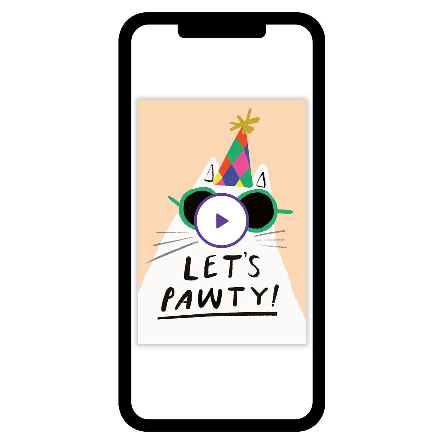 Cat in Hat, Sunglasses Personalized Birthday Card phone with card front image number 1