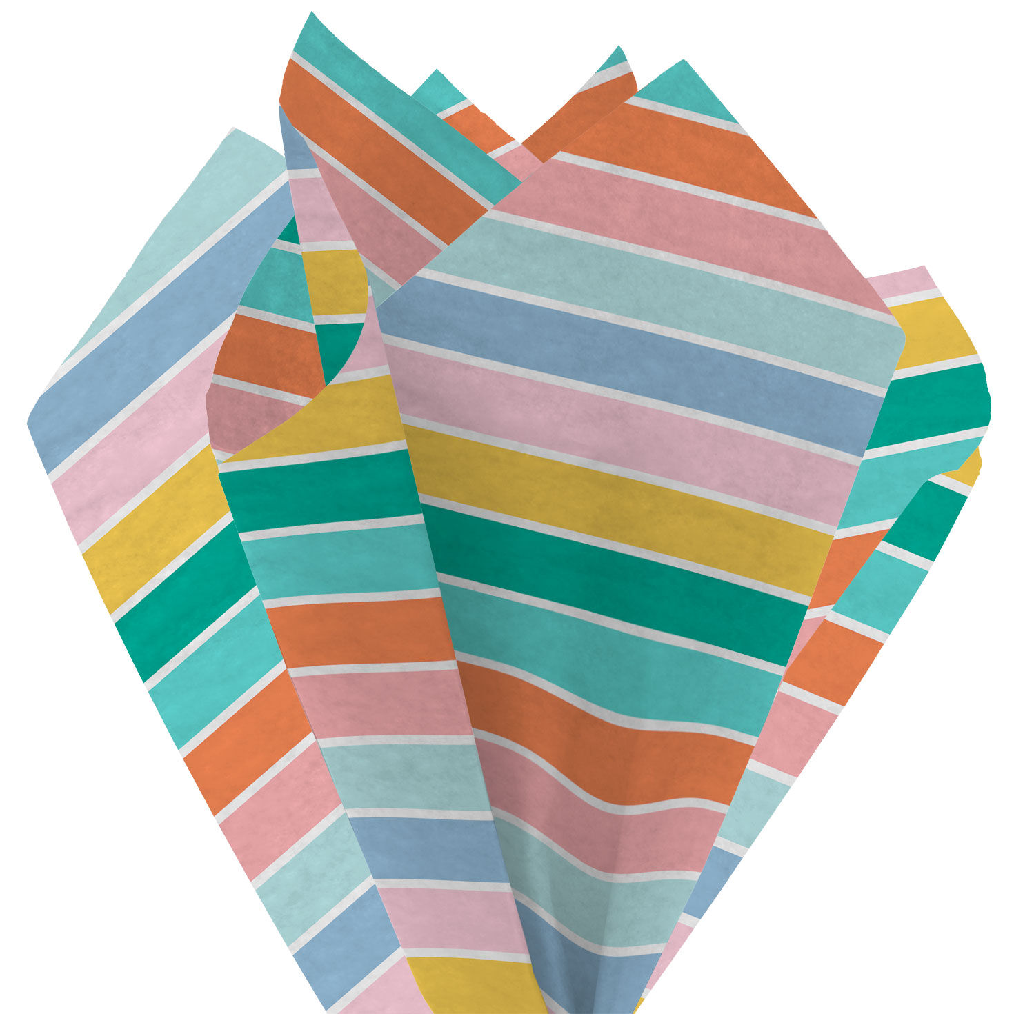 Colorful Pastel Stripes Tissue Paper With Stickers tissue fan image number 3