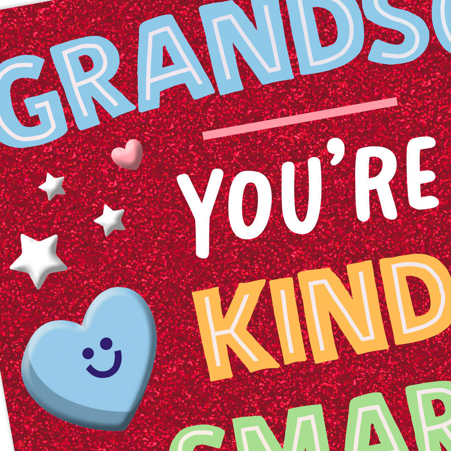 Sparkly Hearts and Stars Grandson Valentine's Day Card Card Front Detail image number 4