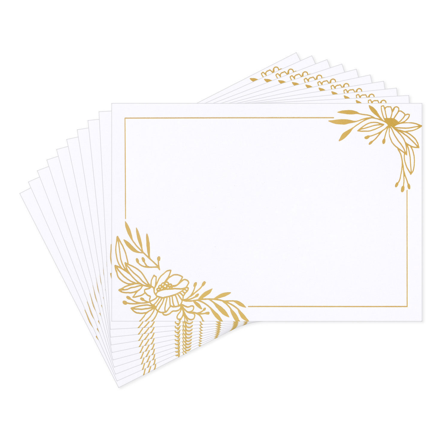Gold Foil Leaf Frame Single-Panel Note Cards Pack  image number 2