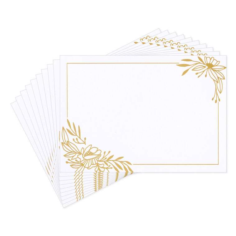 Gold Foil Leaf Frame Single-Panel Note Cards Pack  image number 2