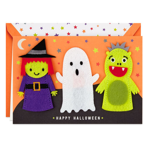 Happy Halloween Card With Felt Finger Puppets, 