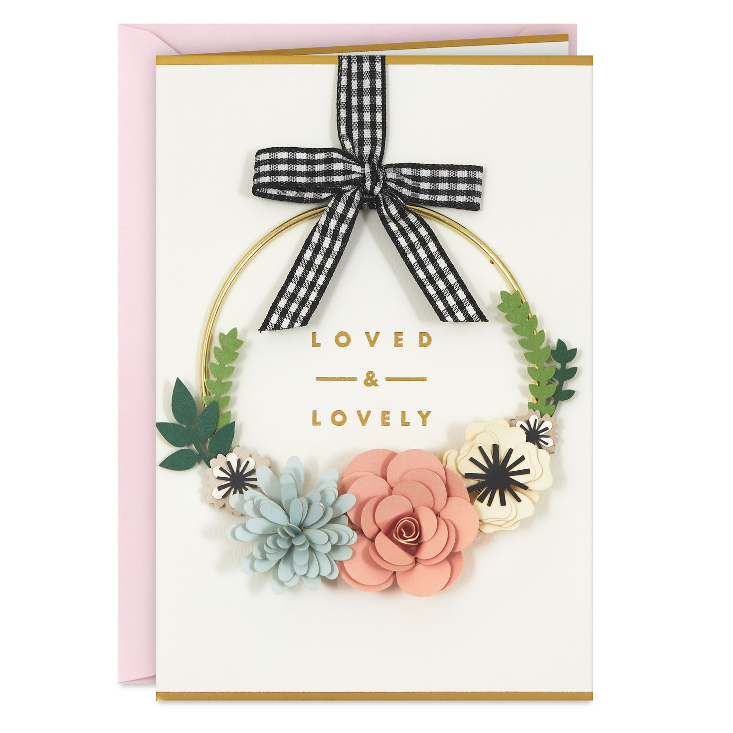 Loved and Lovely Birthday Card With Detachable Wreath