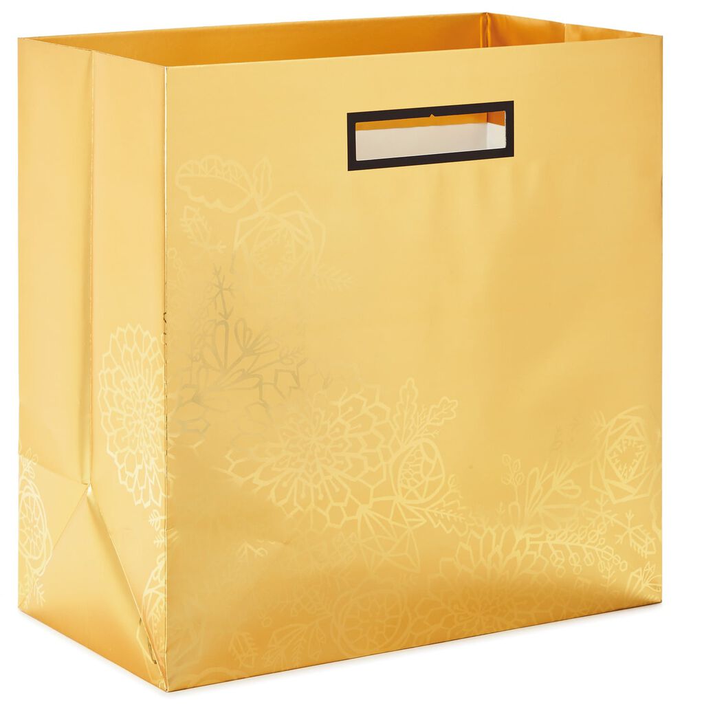 15 Gold Floral Gift Bag With Die Cut Handles Gift Bags Hallmark