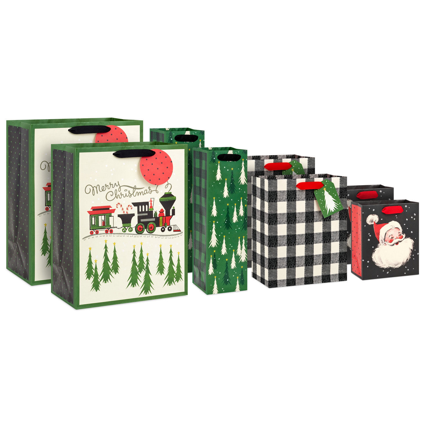 Vintage Christmas 8-Pack Assortment Gift Bag Bundle