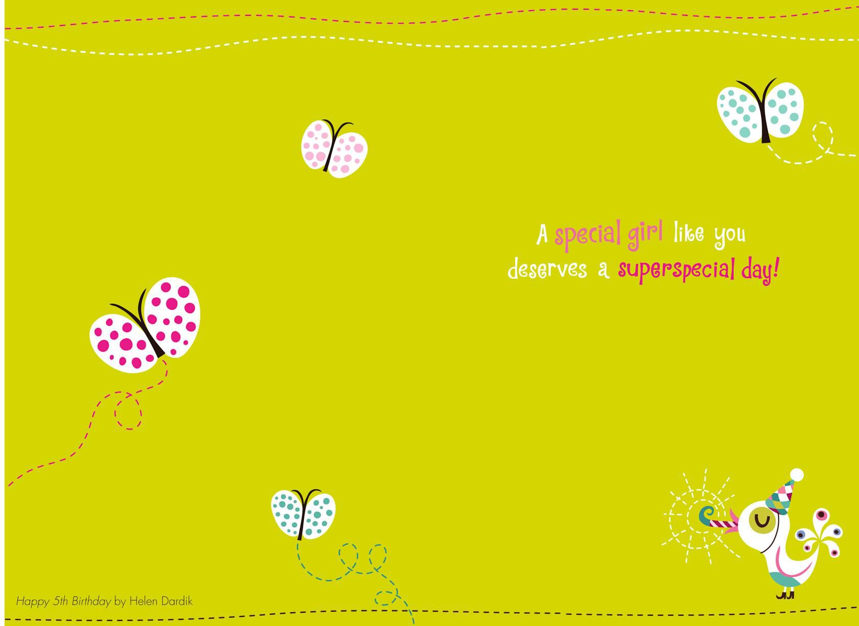 Super Special 5th Birthday Card for Girl