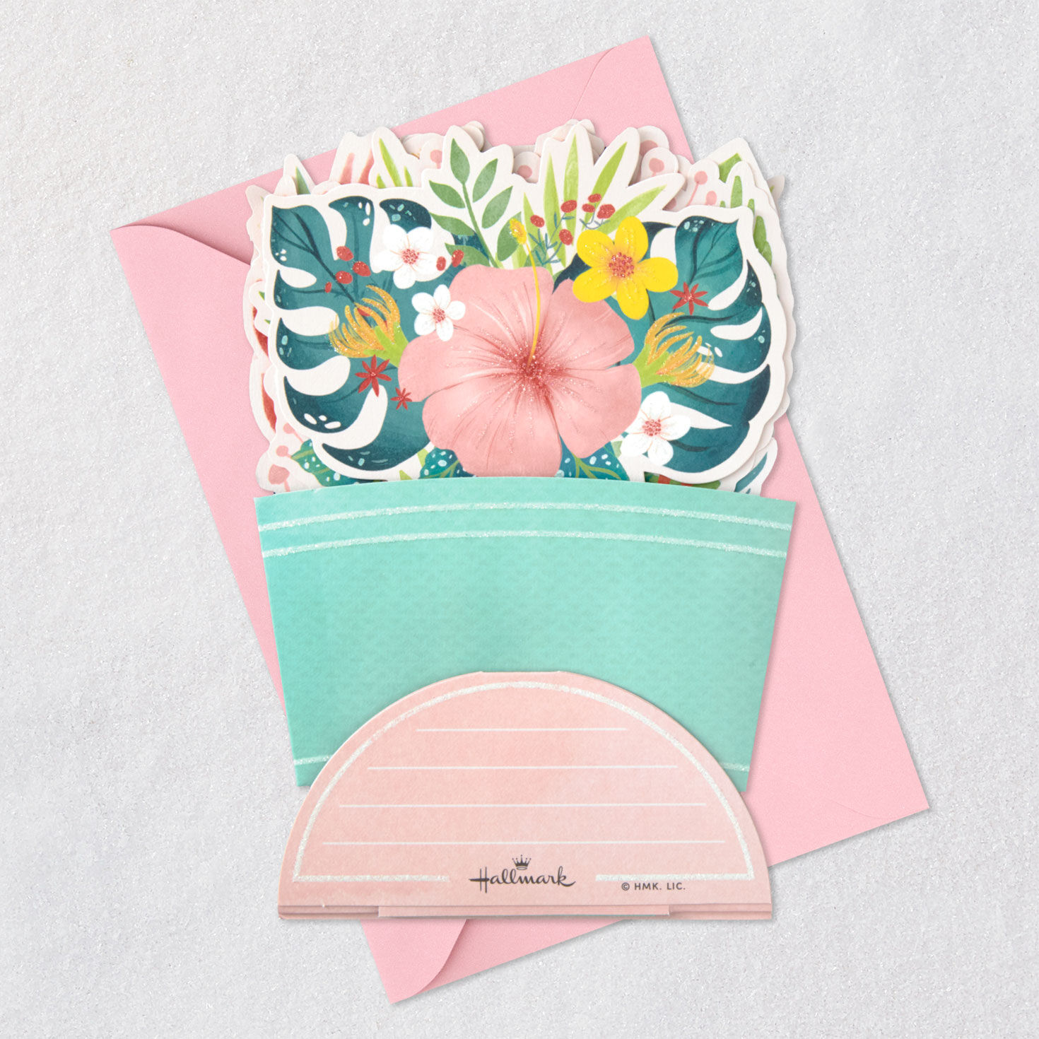 Tropical Flower Bouquet 3D Pop-Up Birthday Card, , large image number 7