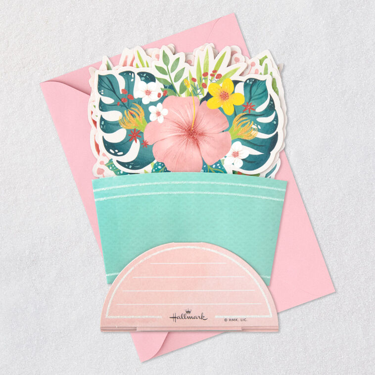 Tropical Flower Bouquet 3D Pop-Up Birthday Card, , large image number 7