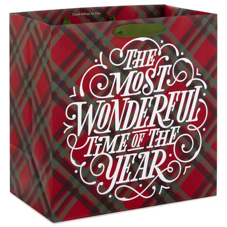 15" The Most Wonderful Time Christmas Gift Bag, , large
