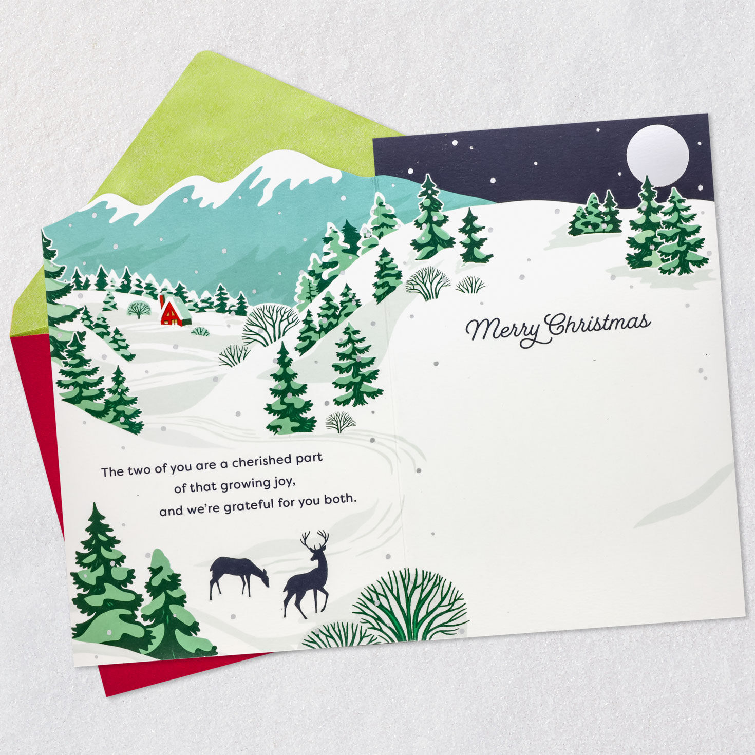 Winter Wonderland Christmas Card for Daughter and Husband Open card with envelope image number 4