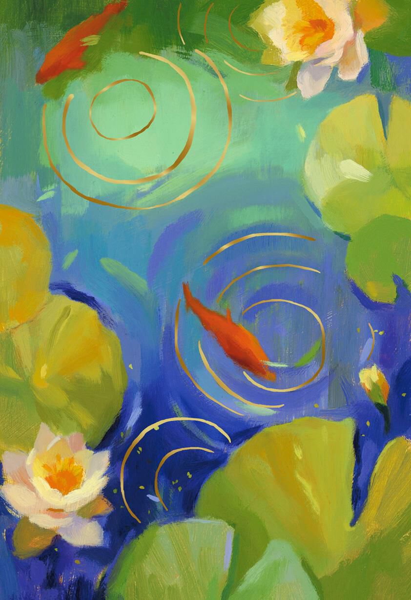 Watercolor Goldfish Pond Sympathy Card