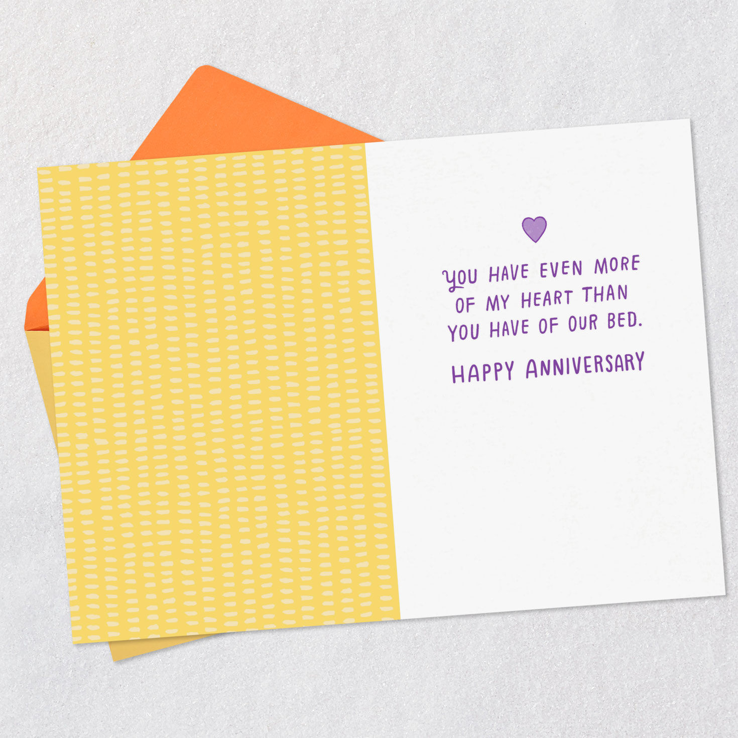 Sides of Bed Funny Anniversary Card for Spouse Open card with envelope image number 3