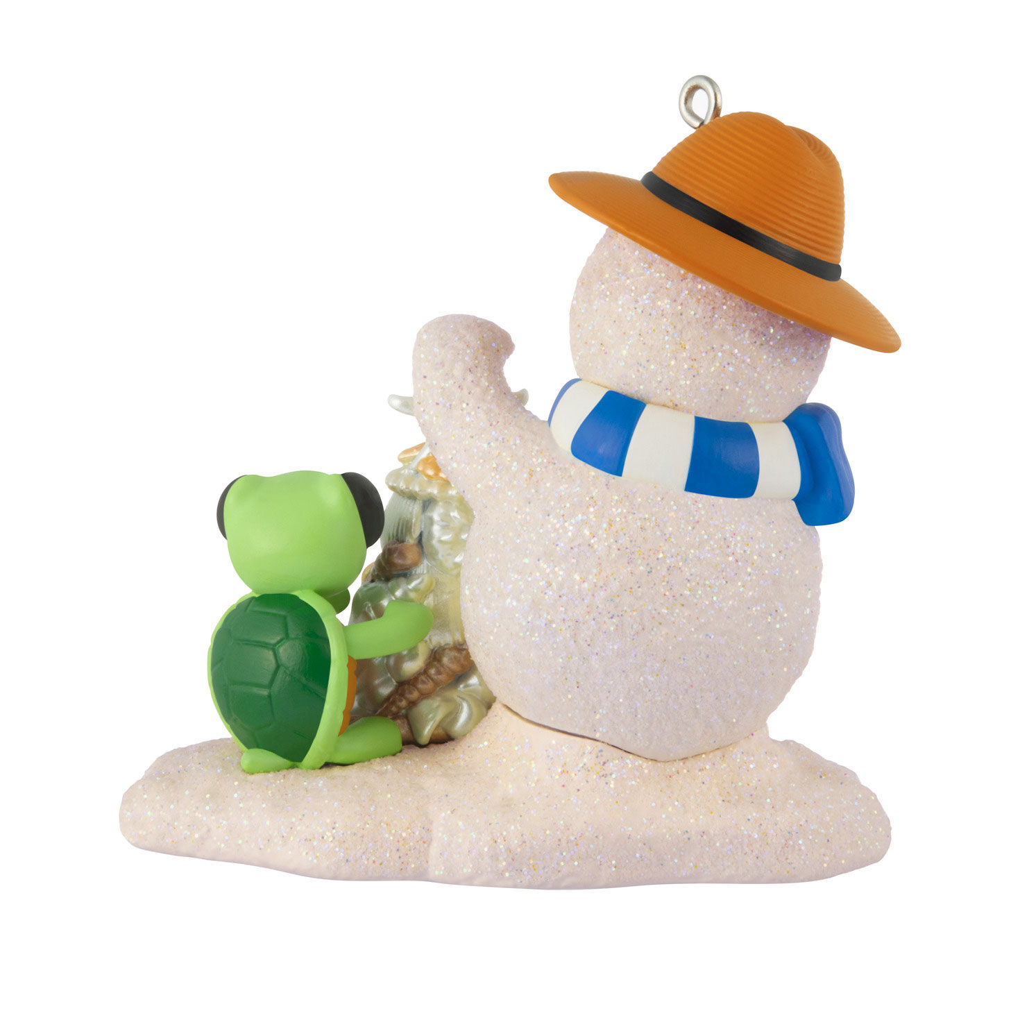 Sand Snowman Turtle Shell Tree Keepsake Ornament Back image number 6