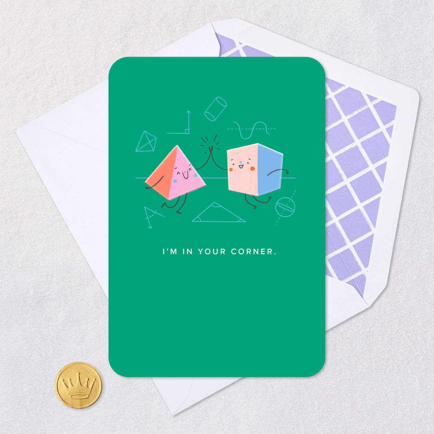 Square and Triangle Characters Encouragement Card Card Front with Envelope and Gold Seal image number 5