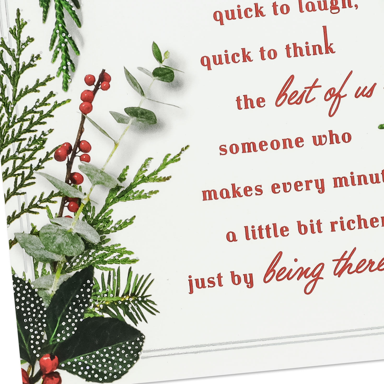 Holly and Greenery Christmas Card for Friend Card Front Detail image number 4