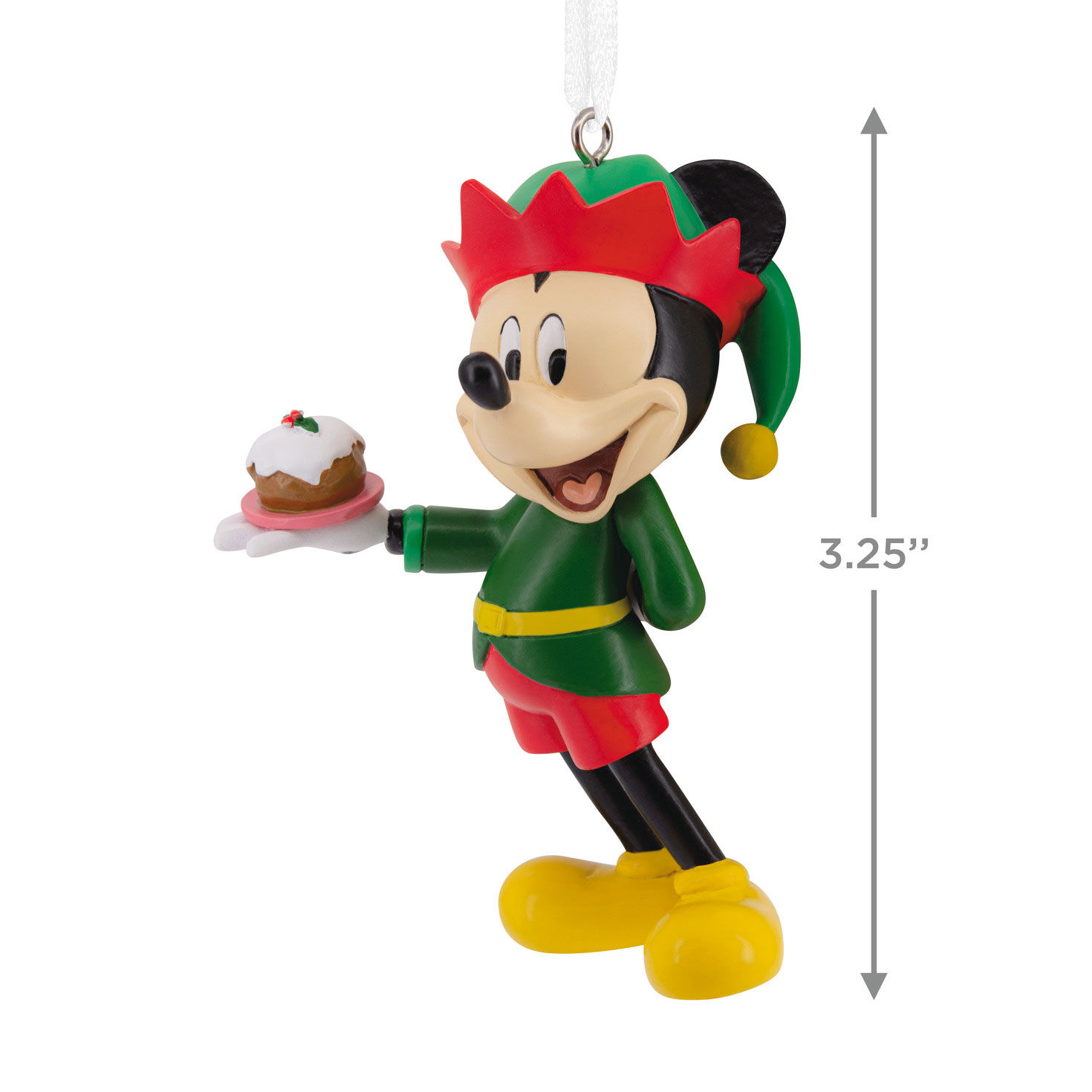 Mickey as Holiday Elf Christmas Ornament measurement image number 3