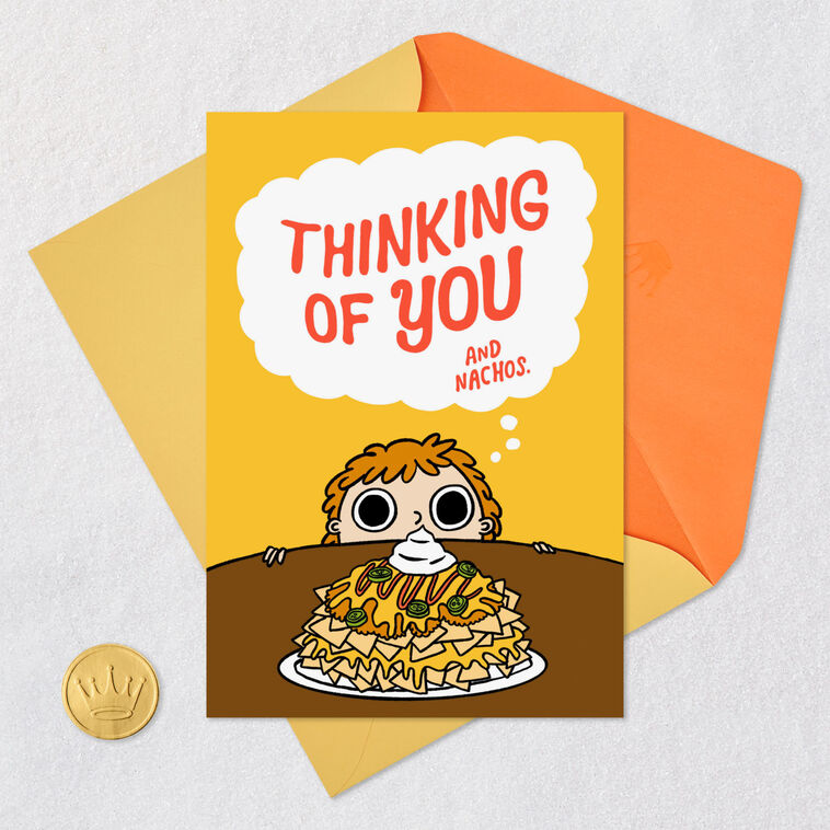 Nachos Funny Thinking of You Card Card Front with Envelope and Gold Seal image number 5