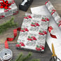 Tis the Season Red Truck Christmas Gift Wrap Roll in use image number 3