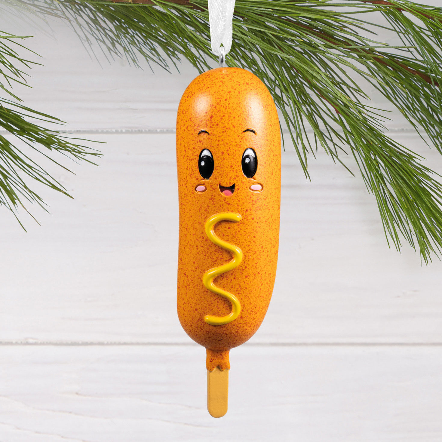 Cheery Corn Dog Christmas Ornament hanging on tree image number 2