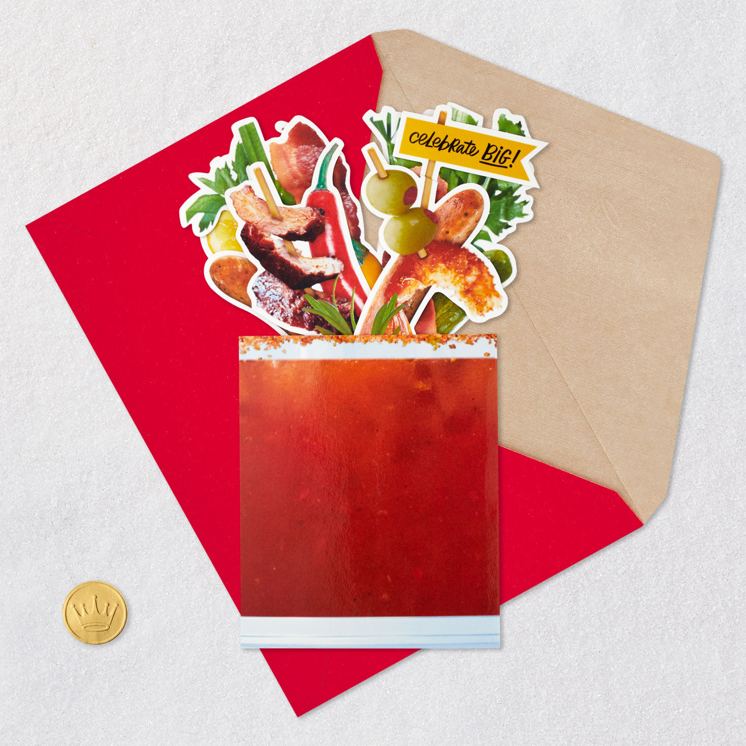 Big Bloody Mary Drink Celebrate Funny 3D PopUp Card Greeting Cards