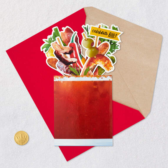 Big Bloody Mary Drink Celebrate Funny 3D Pop-Up Card, , large image number 4
