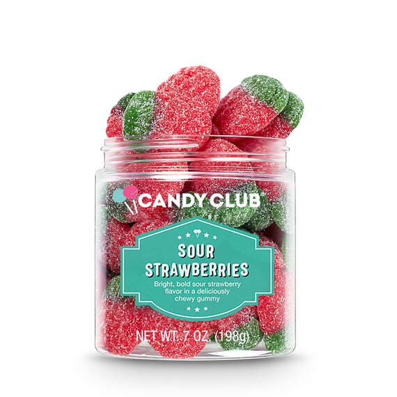 Candy Club Sour Strawberries Gummy Candies in Jar, 7 oz.
