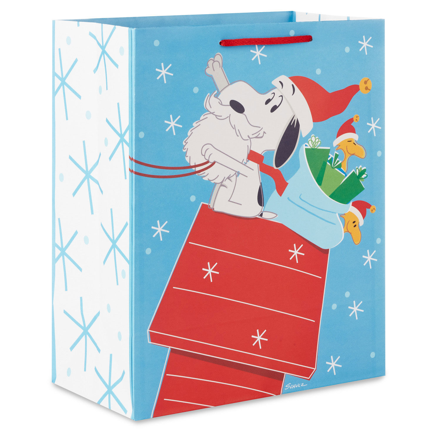 13" Peanuts® Santa Snoopy on Dog House Sleigh Large Christmas Gift Bag