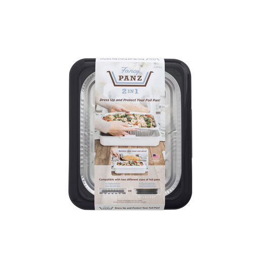 Charcoal Fancy Panz Rectangle Foil Pan 2-in-1 Deep Serving Tray, 