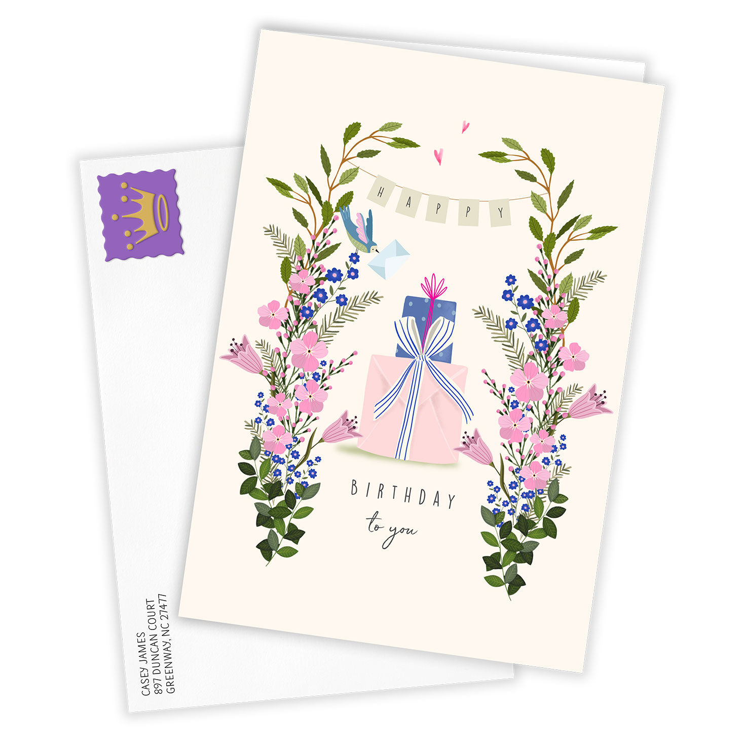 Gifts and Flowers Personalized Birthday Card Card Front with Envelope image number 2