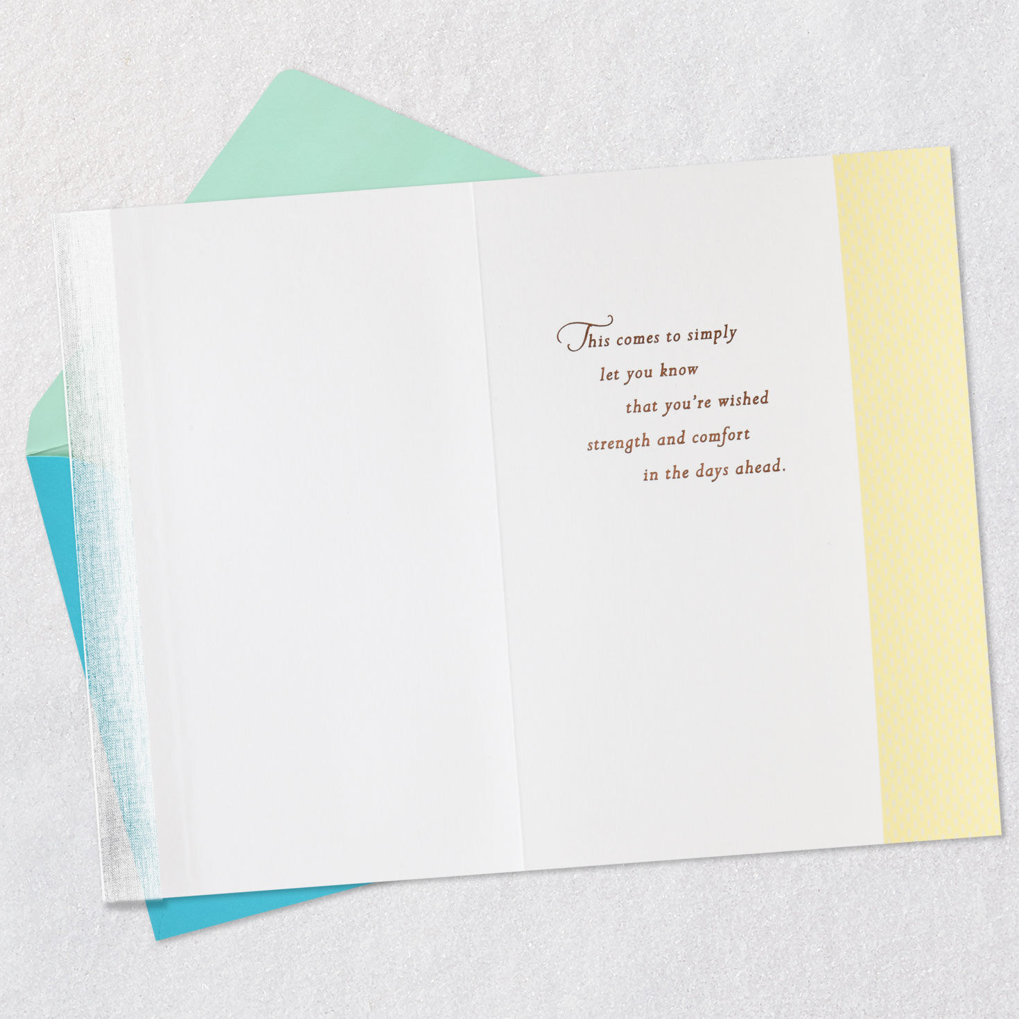 Painted White Flowers on Teal Sympathy Card Open card with envelope image number 3