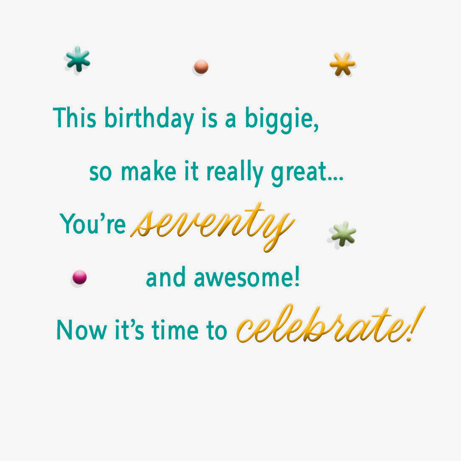 Yellow and Teal 70th Birthday Cake Card Sentiment image number 2