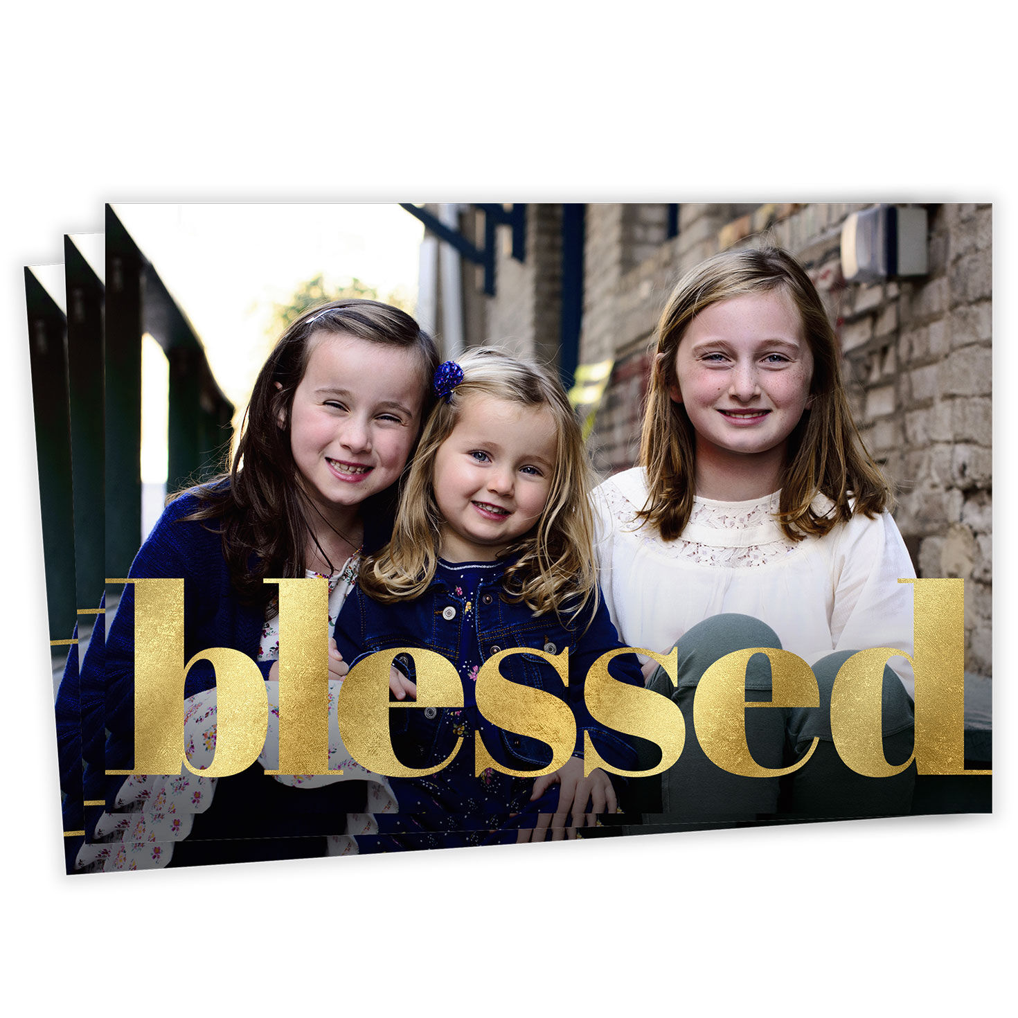 Blessed Gold Lettering Flat Photo Card