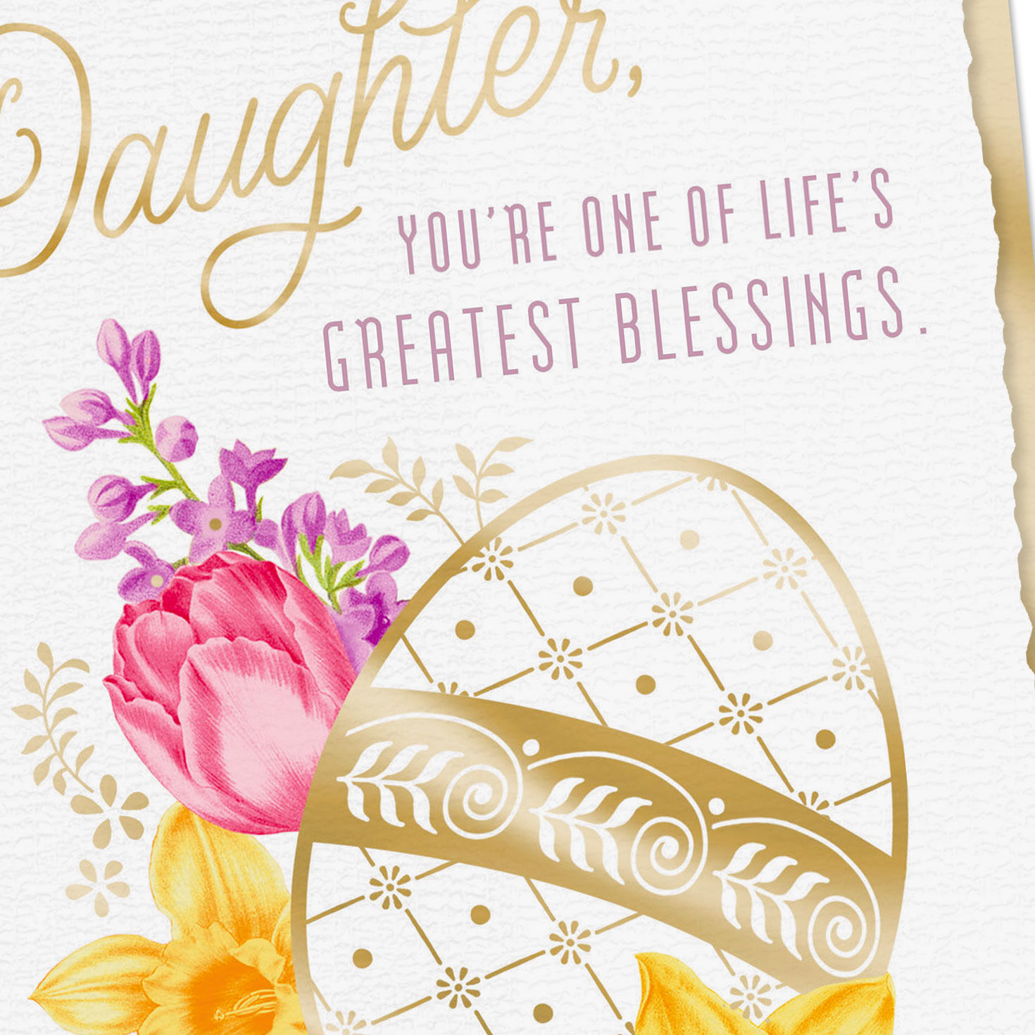 Gold Egg with Flowers Easter Card for Daughter Card Front Detail image number 4