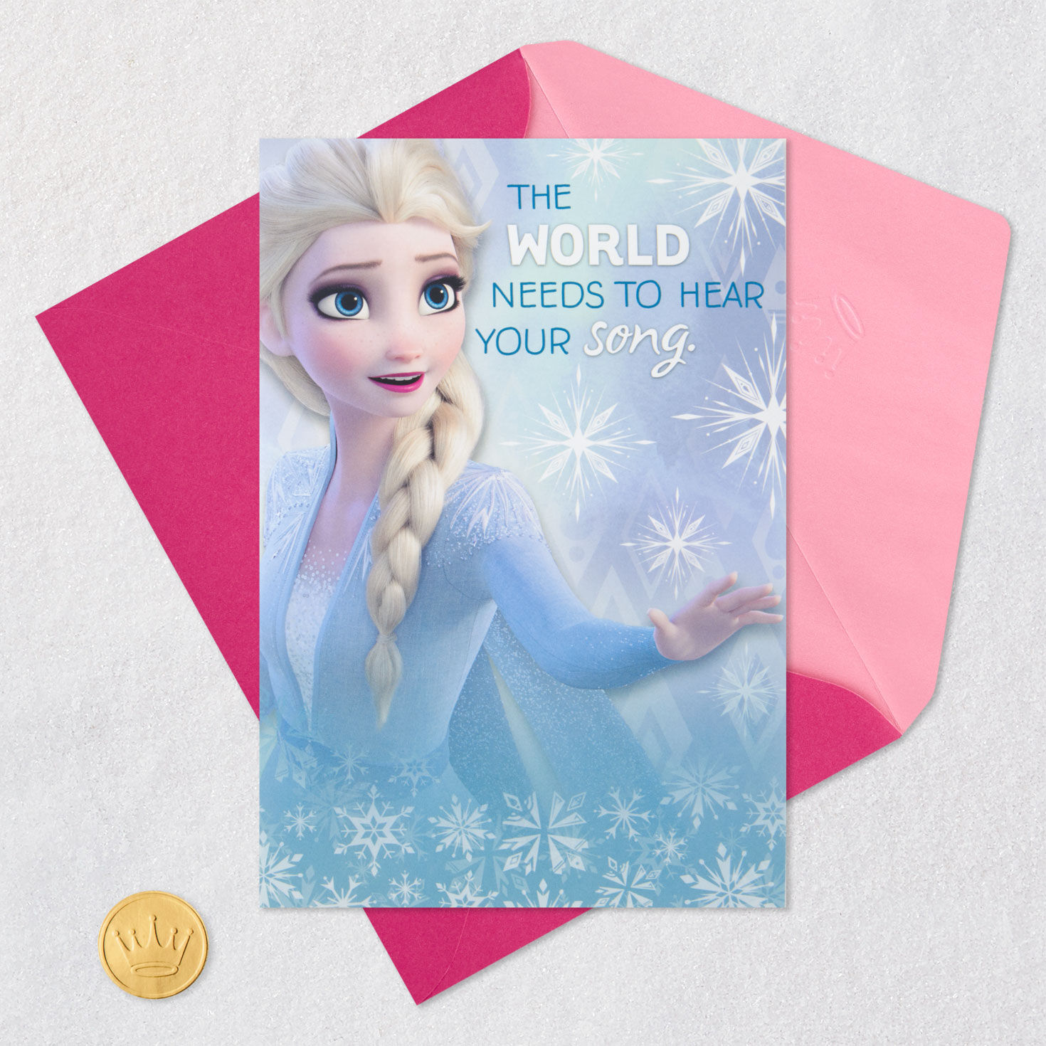Disney Frozen 2 Elsa Musical Birthday Card for Kids Card Front with Envelope and Gold Seal image number 5