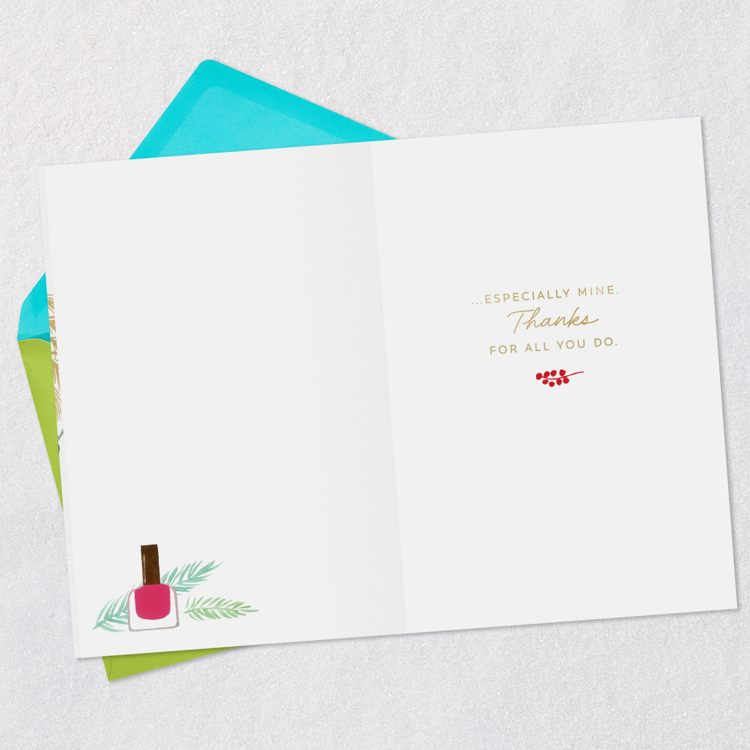Nail Polish Wreath Christmas Card for Nail Tech Open card with envelope image number 3