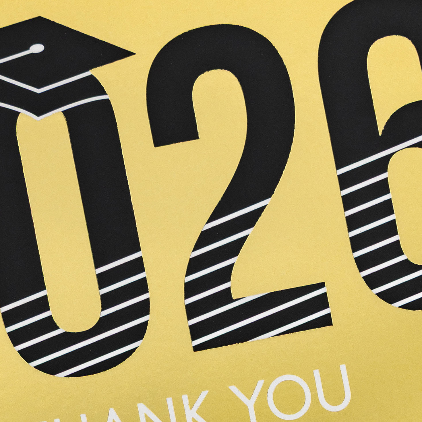 Black 2026 on Gold Grad Thank You Cards Bulk Pack Cover Detail image number 4