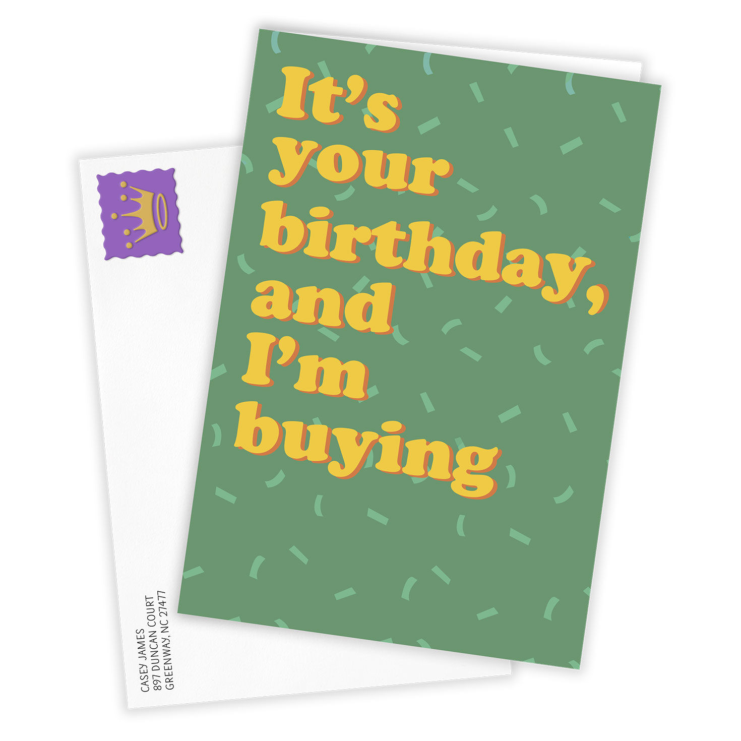 Green Yellow I'm Buying Personalized Birthday Card Card Front with Envelope image number 2
