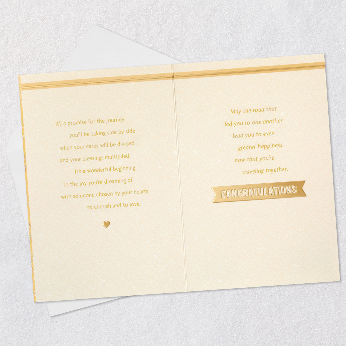 Heart and Gold Rings Wedding Card  image number 4