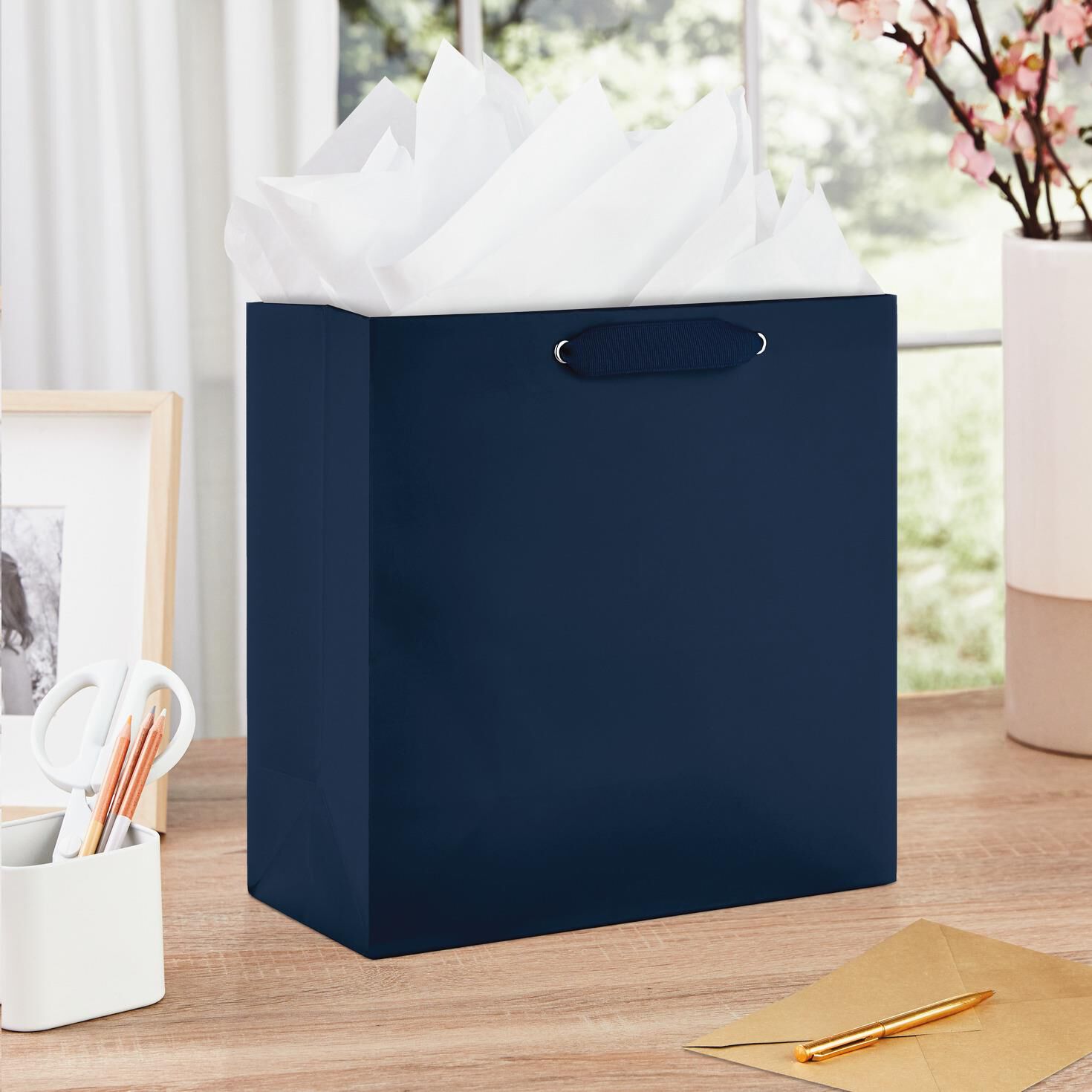 large navy gift bags