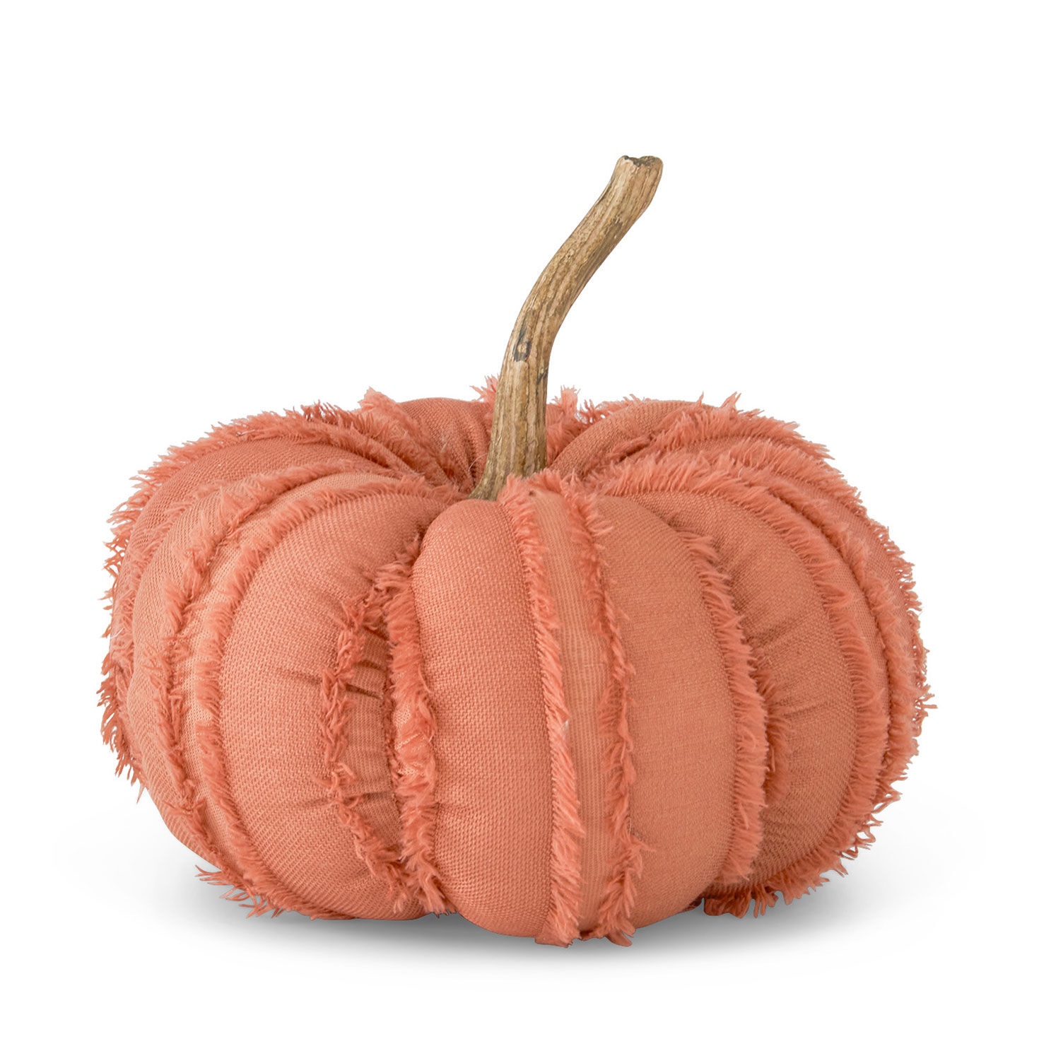 K&K Interiors Orange Fringe Stuffed Pumpkin Decoration, 9"