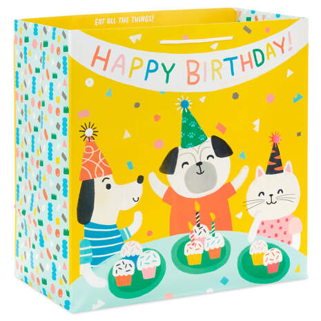 15" Happy Birthday Pet Party Extra-Deep Gift Bag, , large