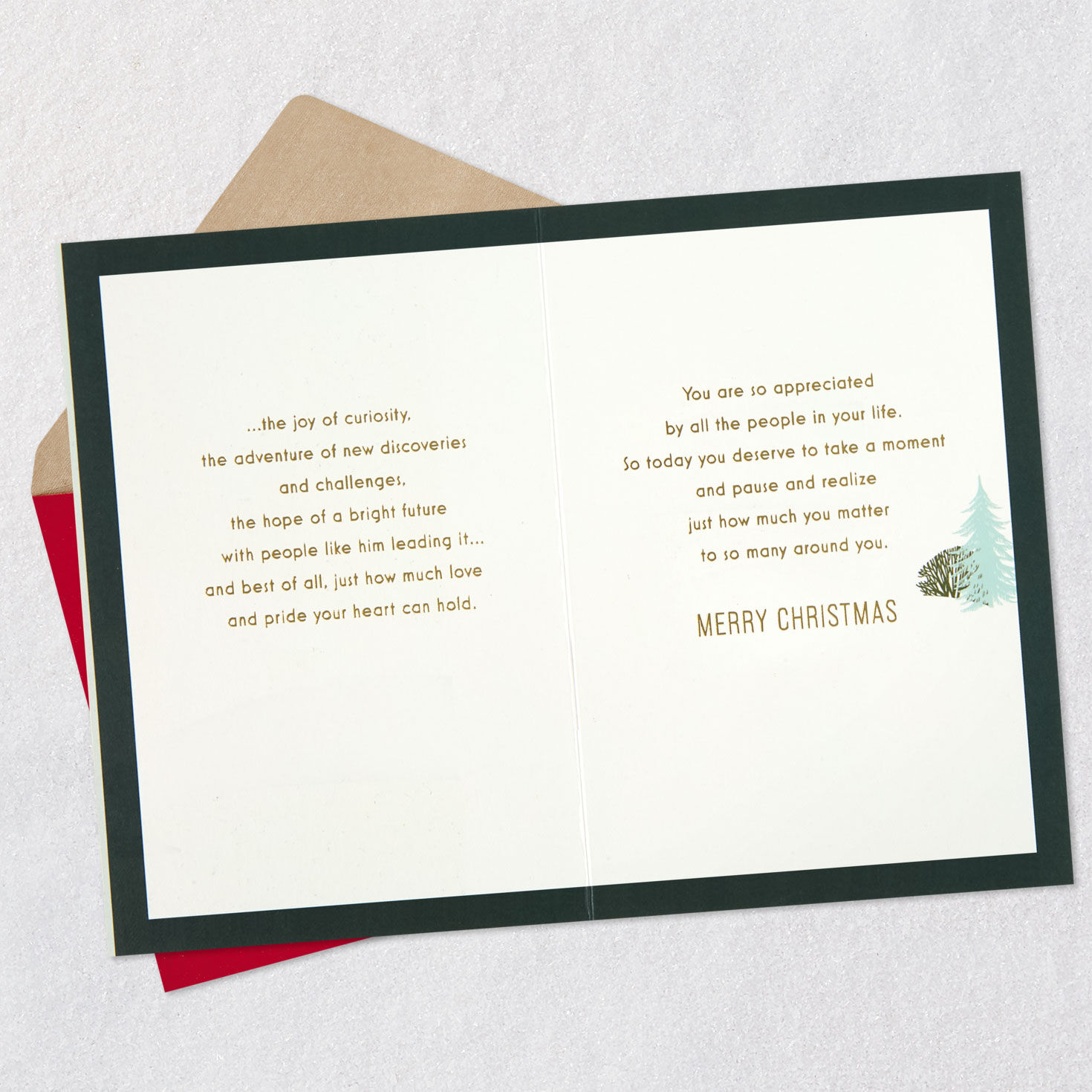 Deer in Winter Scene Son Christmas Card Open card with envelope image number 4