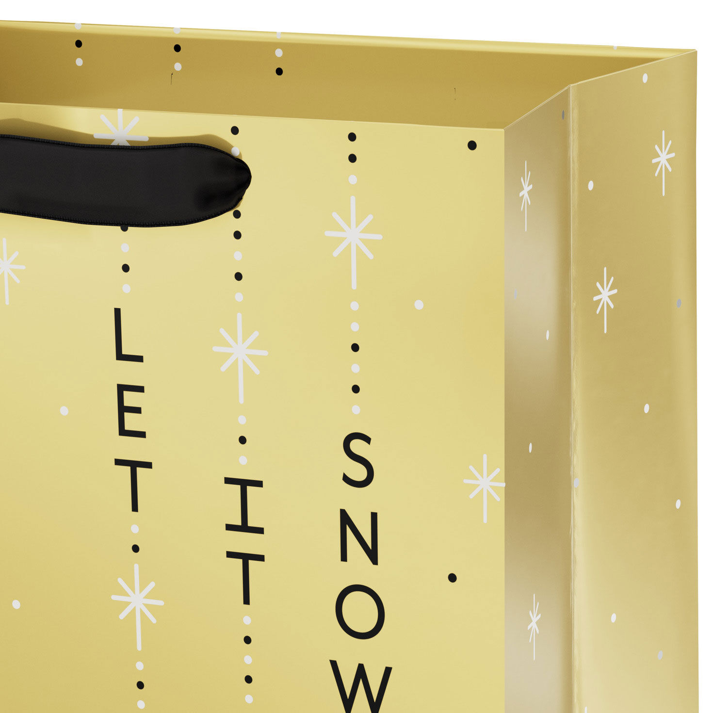 Let It Snow on Gold Medium Holiday Gift Bag Handle Detail image number 4