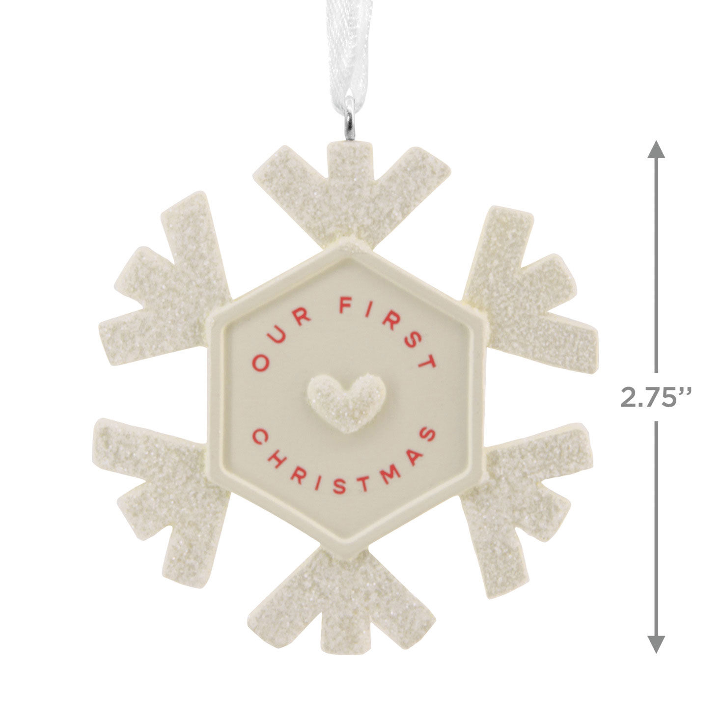 Our First Christmas White Snowflake Ornament measurement image number 3
