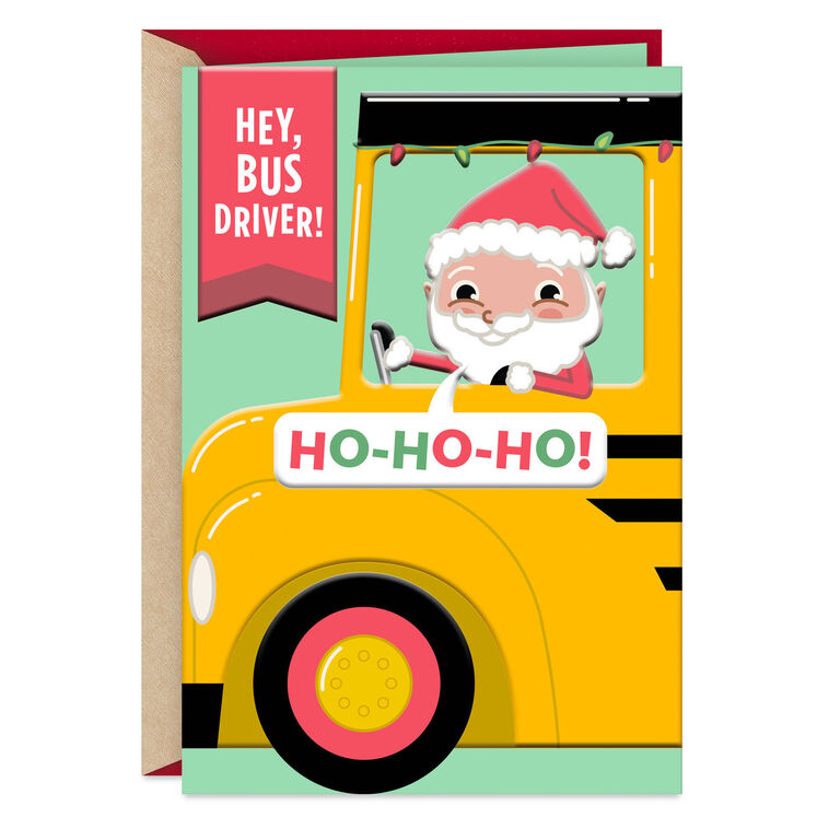 Thanks for Driving Our Sleigh Christmas Thank-You Card for Bus Driver