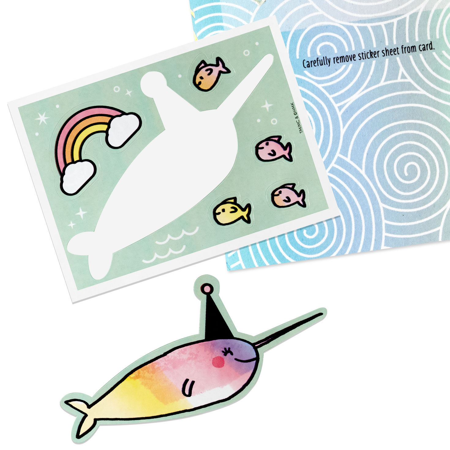 Narwhal 9th Birthday Card for Kid With Stickers, , large image number 5