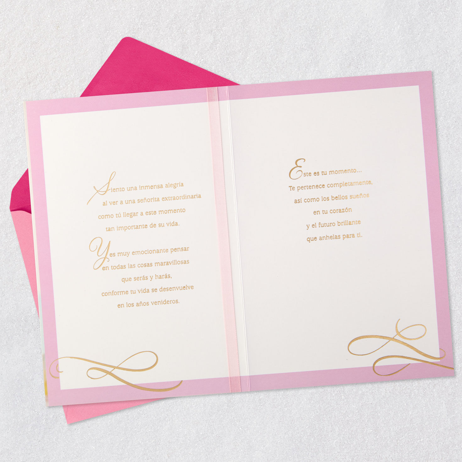 Butterfly Cake Spanish Quincea&ntilde;era Card Open card with envelope image number 4